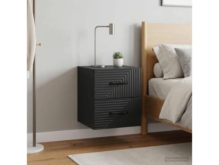 YUTAASU Wandmontierter Nachttisch 2 STK. Schwarz 34,5 x 33 x 40 cm Stabile Bauweise, Mehrere Schubladen, Vielseitig Nutzbar, Pflegeleicht, Modernes Design