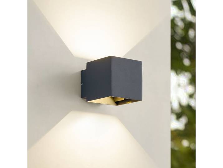 Esani LED Applique Murale d'Extérieur Antracit - Lindby - Balcon - Moderne - Aluminium - Angulaire
