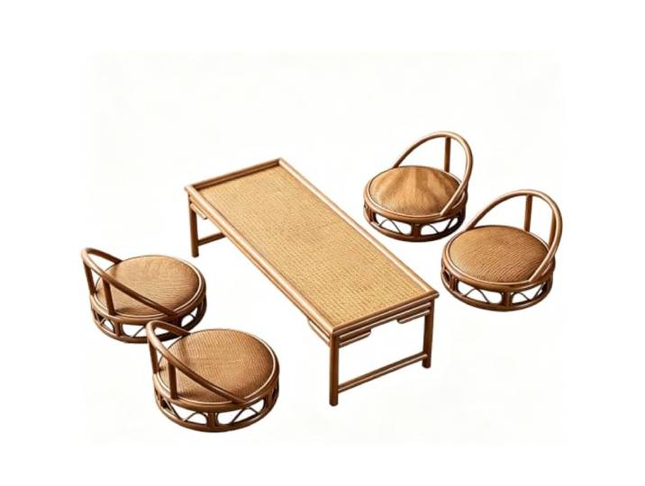 Couchtisch,Massivholz Teetisch,Beistelltisch,Bodentisch,Wohnzimmertisch ﻿Keine Montage erforderlich,Tischbeine aus Massivholz,für Boden Sitzen,Tatami-Tisch(E)