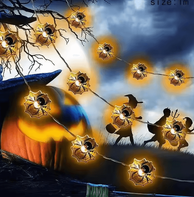Inspire Curations Halloween LED String Lights Halloween String Lights Pumpkin, Skull & Eyeball Party Decorations 1m Spider