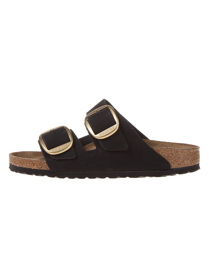 Birkenstock Leder-Pantoletten "Arizona Big Buckle" in Schwarz - 38