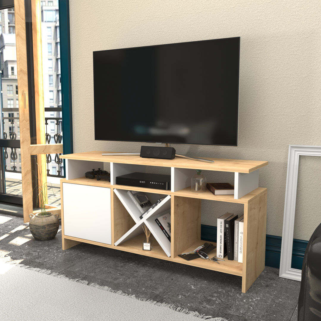 Latitude Run Huegel TV Stand for TVs up to 55" Oak/White 55"