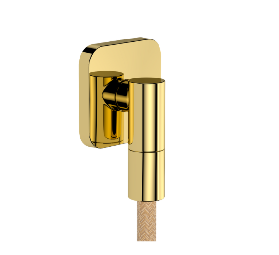 Hansgrohe FixFit Fine Q Wandanschluss 28884990 mit Rückflussverhinderer, Q, softsquare, polished gold optic
