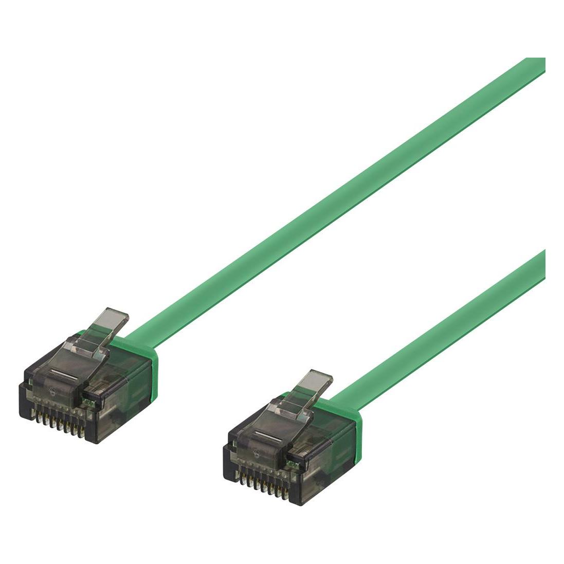Deltaco U/UTP Cat6a patch cable flat 1m 1mm thick green (U/UTP, CAT6a, 1 m) (UUTP-2022)