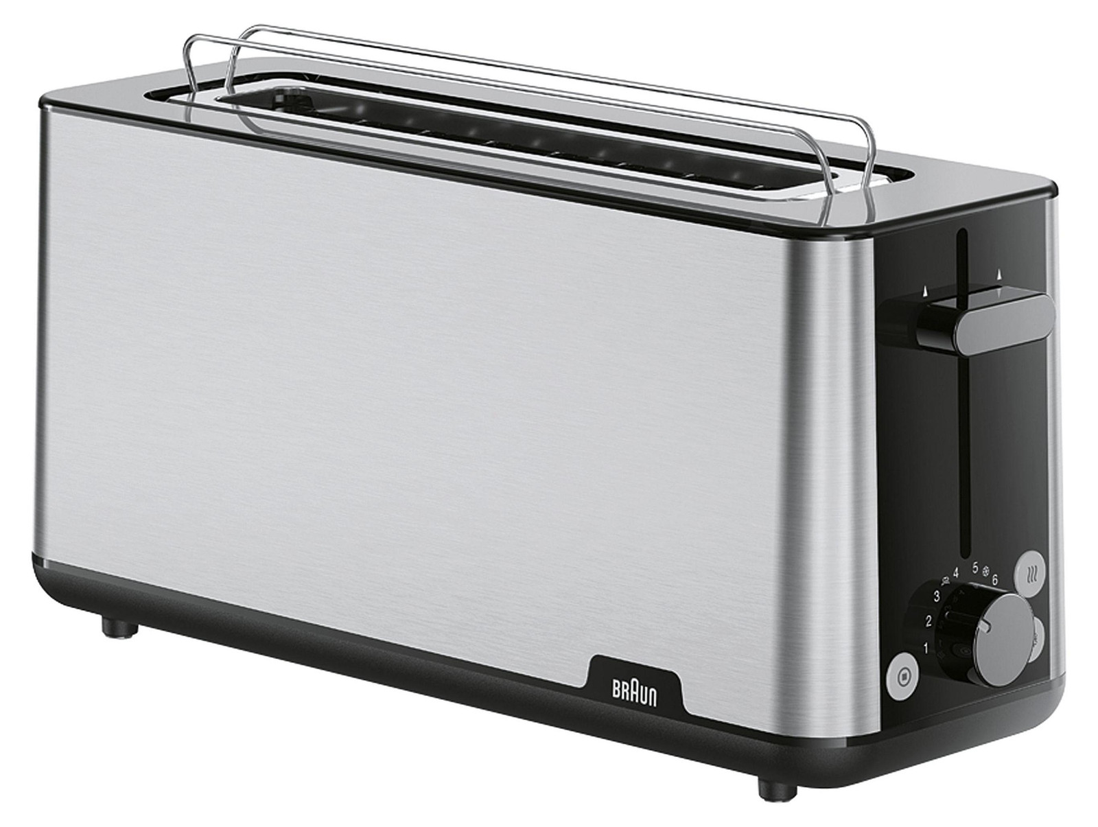 Braun langslottoaster PurShine HT 1610 BK, roestvrij staal/zwart