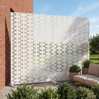 Dovelina Outdoor Privacy Screen Metal Screen Fence Panel Set of 2