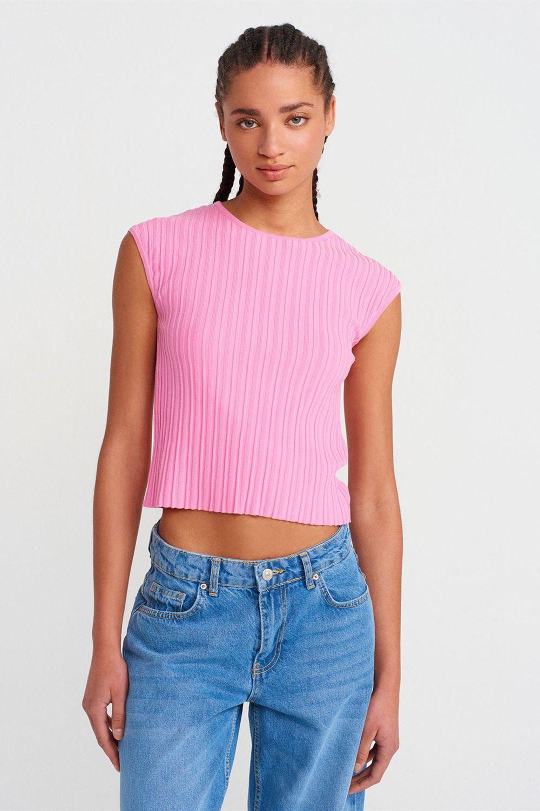 Geribbelde Gebreide Cropped Blouse