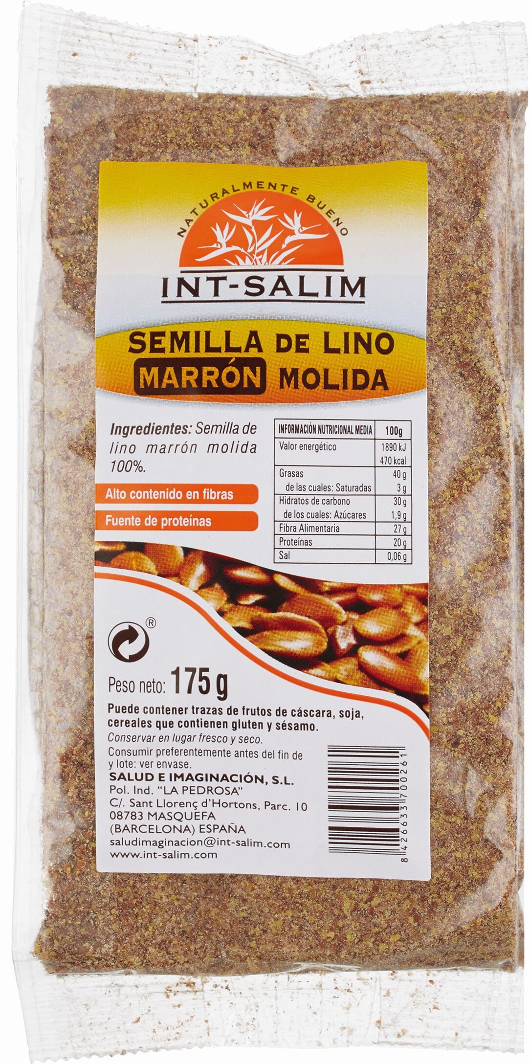 INT-SALIM Ground Brown Flax Seed 175 gr