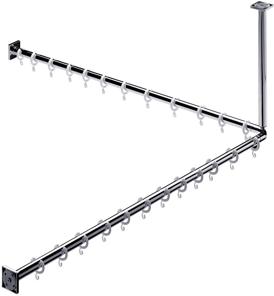 Emco 358700123 Set de douche 1.000 mm (2 x Barre pour rideau de douche, 1 x Set de montage, 1 x Ecoincon, 90°, 1 x Support plafond pour barre, 24 x Anneau de douche)