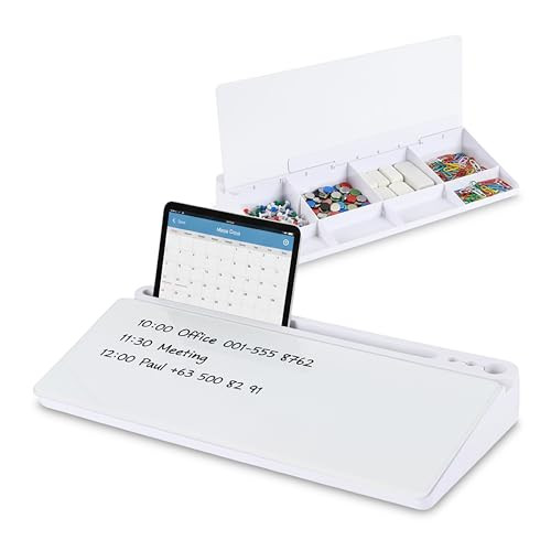 Relaxdays Bureau-organizer met whiteboard en meerdere vakken, wit
