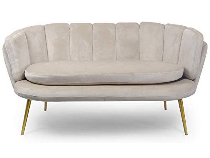 Menzzo Brenda 2-Sitzer-Sofa mit Samtbezug und goldenen Beinen, Taupe