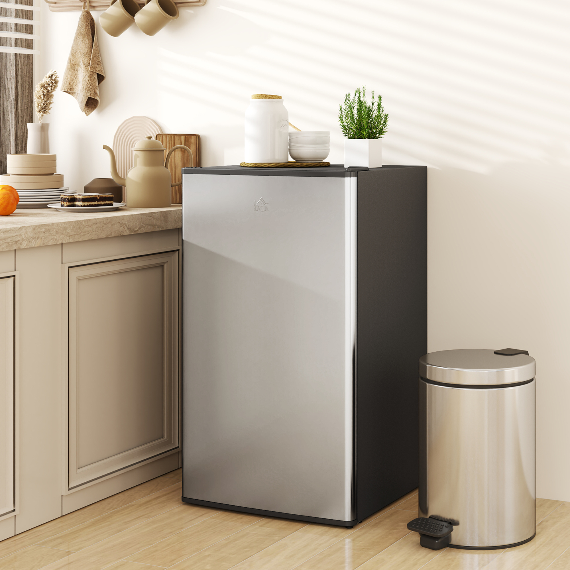 Homcom Frigorifero da 91L con Termostato Regolabile, Frigo Piccolo con Ripiani Regolabili e Cassetto, Argento   Aosom Italy