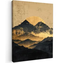 LEINWANDBILD Goldene Berge bei Mondschein Room Decor 30x40 cm