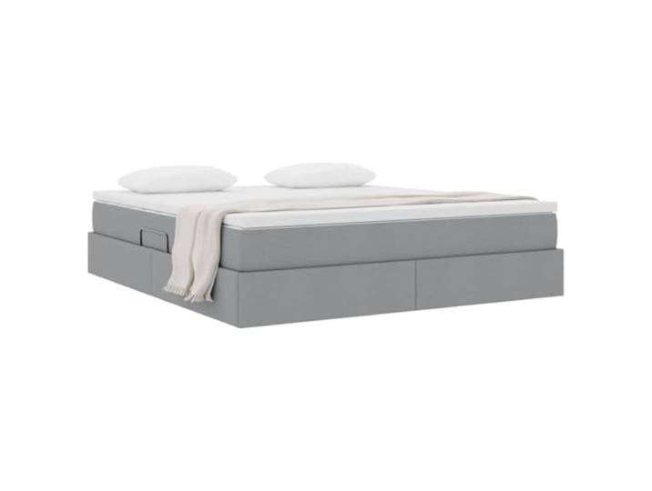 KTHLBRH Boxspringbett Hellgrau 180 x 200 cm mit Matratze Hydraulisches Heben, Rahmen aus Metall, Schaumstoff und Federn, maximale Belastung 280 kg