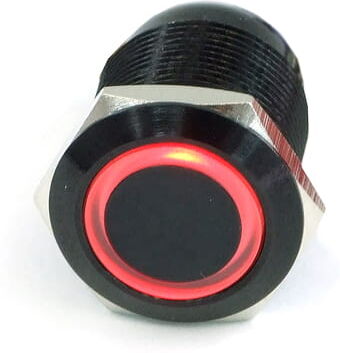 Phobya Vandalismus / Klingeltaster 19mm Aluminium schwarz, rot R...
