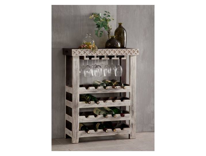 Weinregal Mango / Akazie 70x30x90 weiß gewachst CASTLE-ANTIK #277