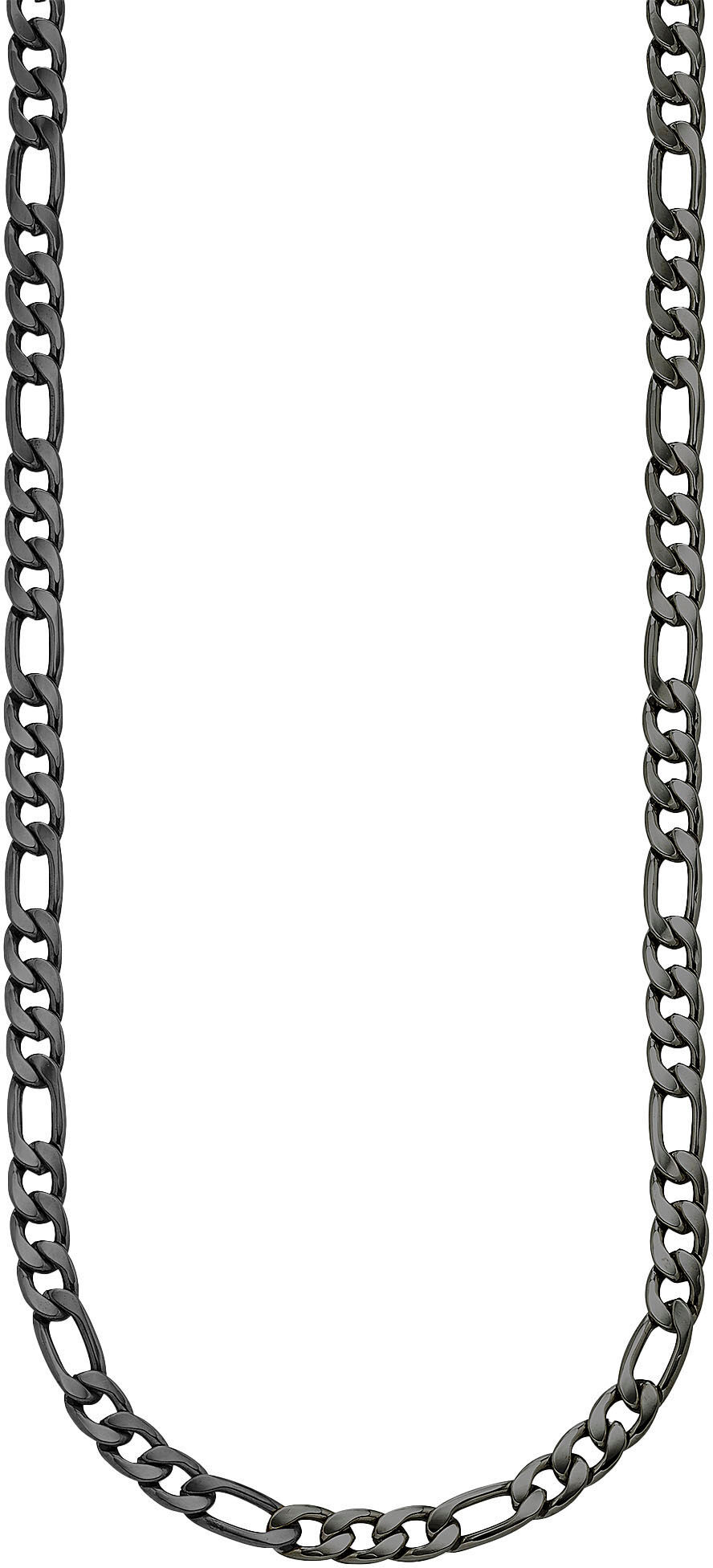 Edelstahlkette "Schmuck Geschenk Edelstahl Halsschmuck Figarokette", schwarz, ANISTON JEWELRY & WATCHES, Halsketten, Damen, Edelstahl, L: 55 B: 6,6mm, Edelstahlkette, B:6,6mm schwarz Edelstahl, L: 55 B: 6,6mm