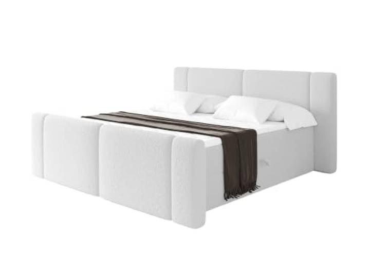 ALTDECOR Boxbett mit H4-Matratze Evon Zanozek - 120x200 - Weiß Lattenrost, Topper, Boxspringbett mit Bettkasten, Bett mit Stauraum, Doppelbett, Polsterbett
