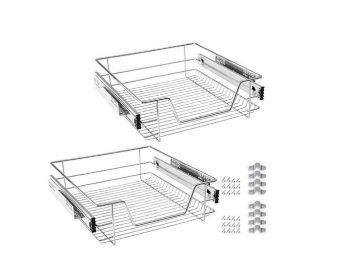Lot de 2 Tiroir Téléscopique 50cm en Acier - LUXS - Rangement Coulissant