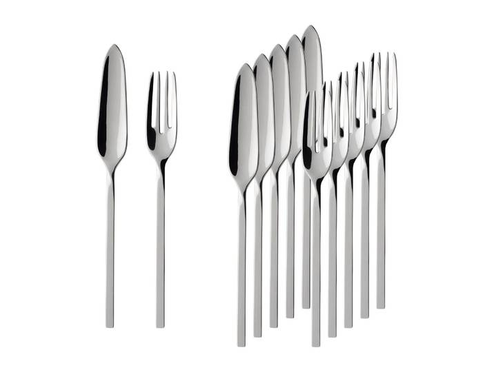 Fischbesteck VILLEROY & BOCH Fischbesteck NewWave 6er Set silber , silber, 12, Essbesteck-Sets, Fischbesteck, Spülmaschinenfest