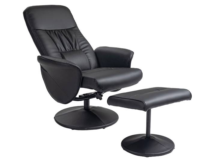 HOMCOM Relaxsessel mit Hocker, Fernsehsessel TV Sessel mit Liegefunktion Schwarz