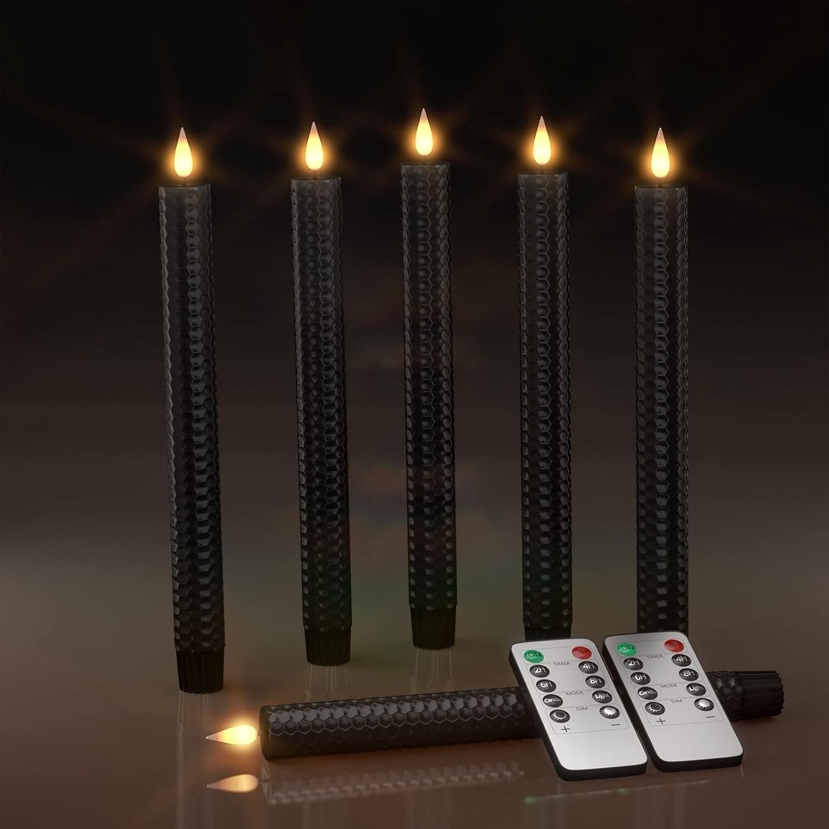 ShopVlot LED kaarsen met flikkerend effect en timer, zwart, 24,5 cm