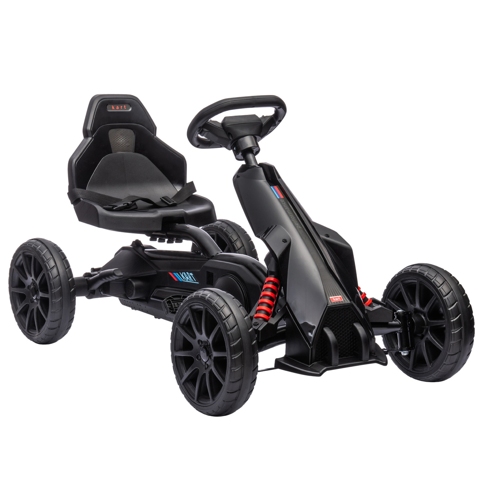 HOMCOM Go-Kart Kindervoertuig met verstelbare zitting en handrem, Zwart