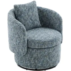 MODFU Drehsessel Akzentsessel Chenille Blau 76x72x67 cm 360° drehbar mit verstecktem Stauraum, rundes Design, gepolstert