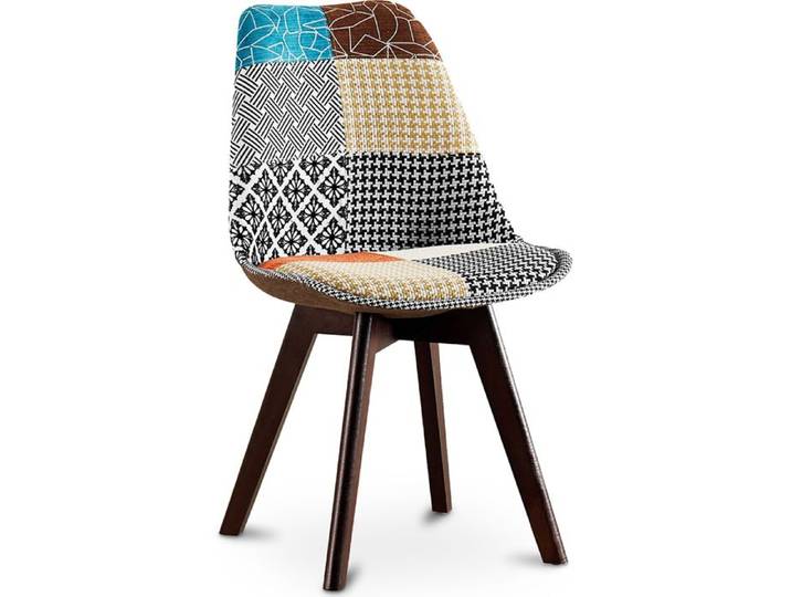 Chaise à manger Brielle design scandi rétro pieds foncés - multicolore premium Nouvelle Édition - patchwork Amy Multicolore