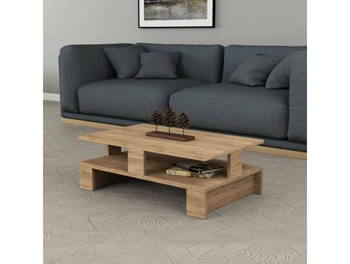 Dmora - Wohnzimmertisch Eridanus, Niedriger Wohnzimmertisch, Kaffeeregal, Couchtisch für Sofa, 80x50h28 cm, Eiche