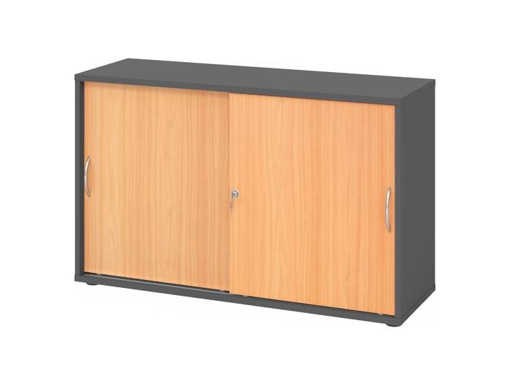 BETA S 1752S Schiebetürenschrank 2 OH Bogengriff Metall Graphit/Buche