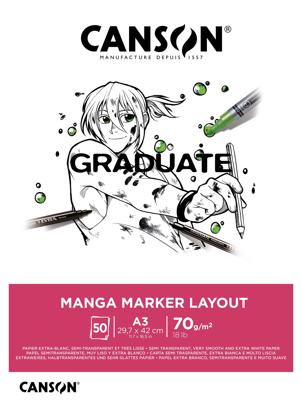 Canson Graduate Manga Marker Layout Pad A3 70G 50 SH