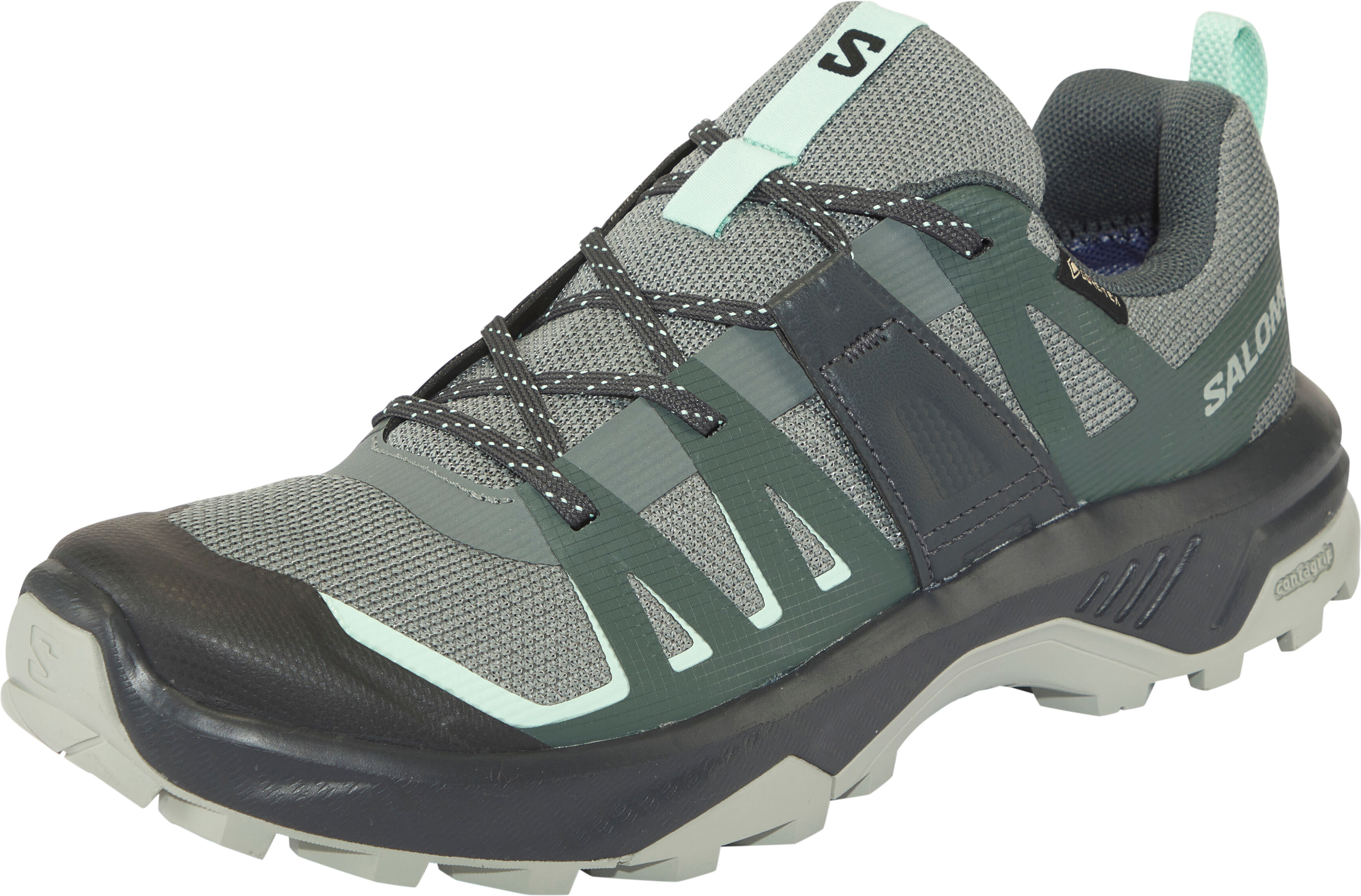 Wanderschuh SALOMON "EXTEND 2 GORE-TEX", Damen, Gr. 37, grün (sedona sage, wrought iron, lichen), Synthetik, Textil, Schuhe Wanderschuh, wasserdicht sedona sage, wrought iron, lichen 37