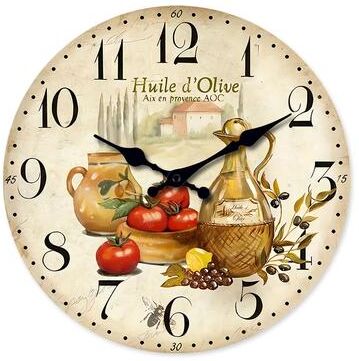 Uplift Picks Vintage Wooden Wall Clock Rustic Kitchen Decor Silent Quartz Design white 10 Inches