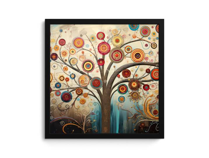 MuchoWow Poster MIT Rahmen Baum - Baum des Lebens - Farbe 40x40 cm, Braun, Papier, Quadratisch, 40x40 cm, gerahmt, Bilder & Rahmen, Bilder