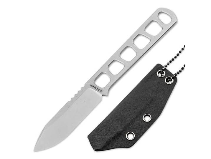 BÖKER SOLINGEN BFF Packlite Neck Knife - feststehendes Skelett-Messer mit Kydex-Scheide & Kugelkette - Ganzstahl Messer mit MagnaCut Droppoint Klinge - EDC Halsmesser ultra-leicht - Made in Germany