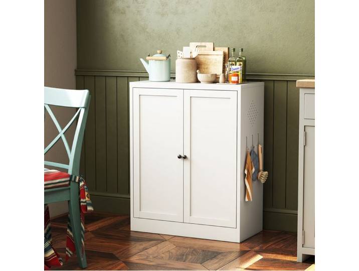 VUENOR Buffet de cuisine 88x70x35 cm blanc – étagères réglables portes doubles