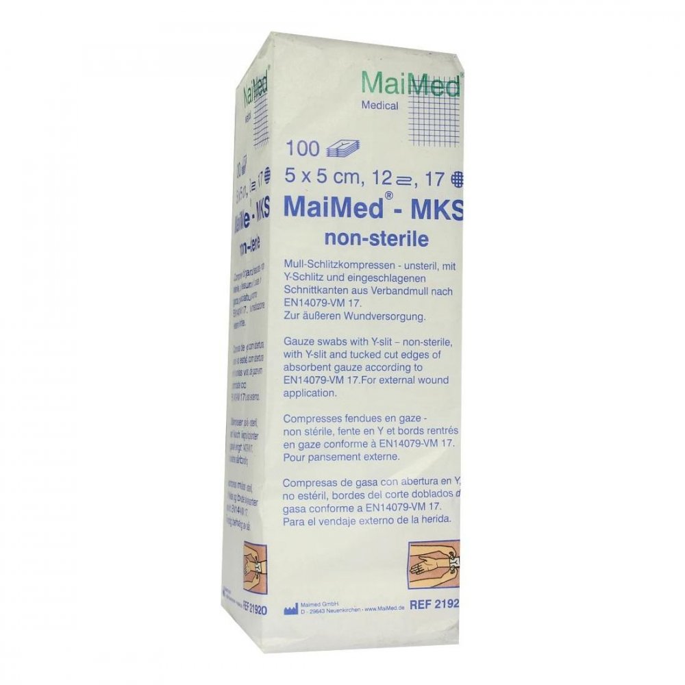 MaiMed GmbH Schlitzkompressen 5x5cm 12fach unsteril 00120141