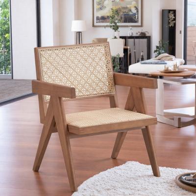 "26"" Rattan Accent Chair with Rattan Seat and Back Cushion and Breathable Design"