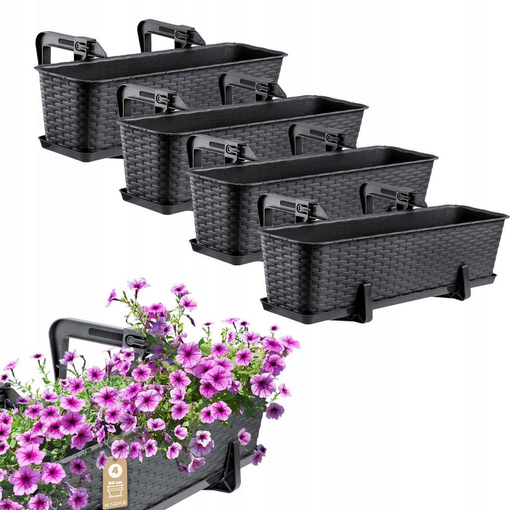 Kadax Balkonkasten, Anthrazit, Kunststoff, 17x60 cm, Dekoration, Blumen & Zubehör, Übertöpfe
