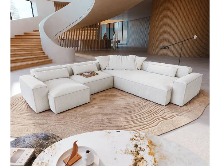 Wohnlandschaft Freestyle Cozy 360x290 cm Bouclé Soft Beige, Sofas