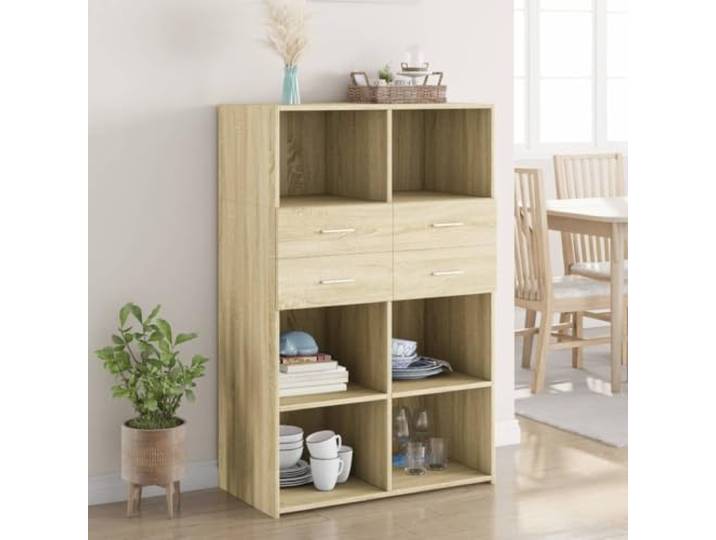 HEFZGDB Pflegeleichtes Highboard mit glatter Oberfläche, modernes Highboard für Wohnzimmer und Schlafzimmer, stabiles mit Wandhalterung gegen Umkippen, weißes aus Holzwerkstoff