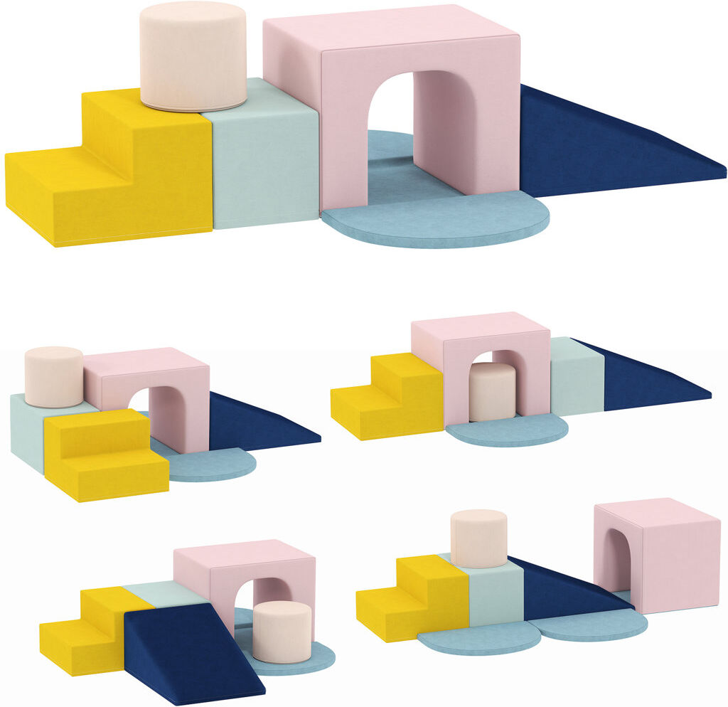 HOMCOM AIYAPLAY Foam Blocks for Kids, 8 Piece Indoor Building Blocks for Climbing Multicolor 40;40cm H X 51cm W X 40cm D