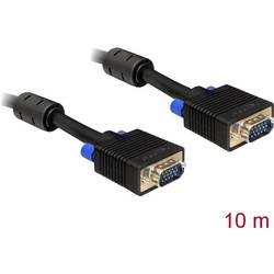 Delock VGA Anschlusskabel VGA 15pol. Stecker, VGA 15pol. Stecker 10.00 m Schwarz 82560 mit Ferritkern VGA-Kabel