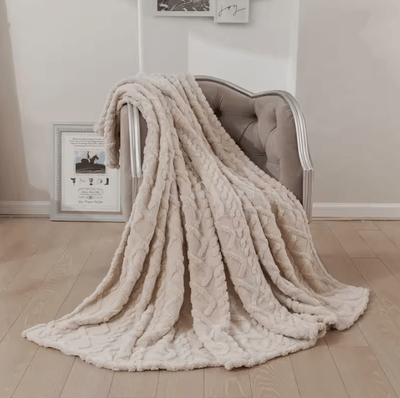 Inspire Curations Thick Sherpa Fleece Throw Blanket khaki 180x200cm