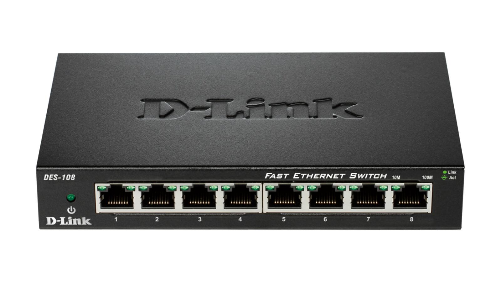 D-Link DES-108/E, 8-Port Unmanaged Layer2 Fast Ethernet Switch