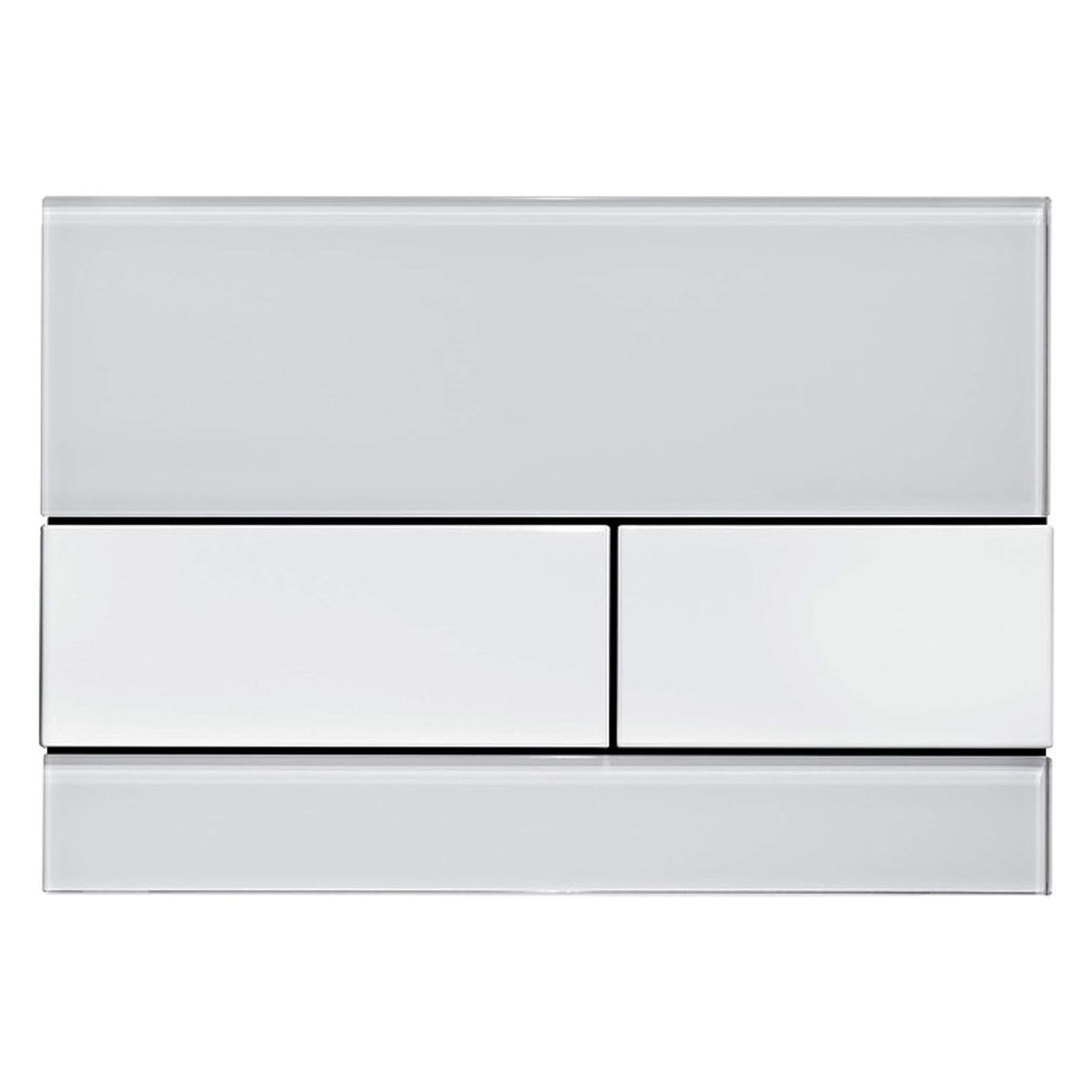 TECE Square WC Betätigungsplatte Glas weiss, Tasten Edelstahl gebürstet (9240801)
