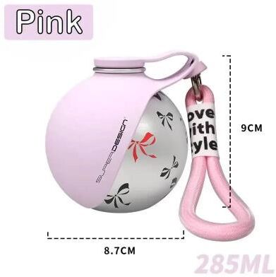Inspire Select Portable Stainless Steel Dog Water Bottle Leakproof Folding Travel Water Cup With Lanyard For Outdoor Walks pink With Print