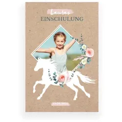 Einschulungskarten Einladungen im Design "Blumenpferd" - Musterkarte