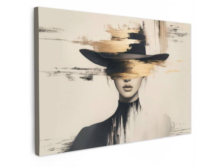 LEINWANDBILD Frau - Hut - Farbe Gemälde 60x40 cm
